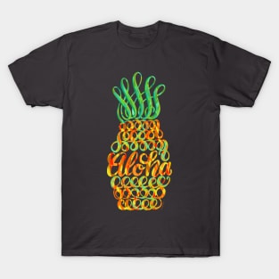 Orange Pineapple Art Illustration Hawaii Vacation T-Shirt